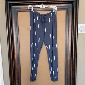 Women's Lightning Print Jogger Pants - blue